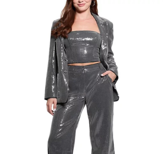 Guess Women's New Doris Sequined Relaxed Blazer Night Stone Multi Size S