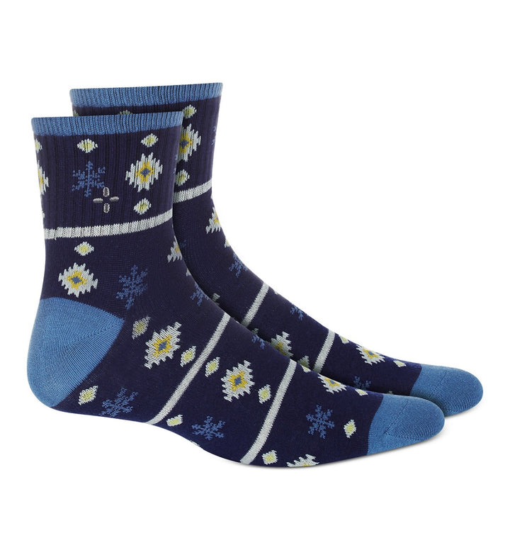 Sun + Stone Men's Snowflake Half-Calf Socks Blue Snowflake Size 10-13