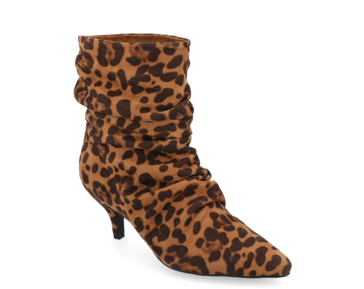 Journee Collection Women's Pointed Toe Kitten Heel Slip On Boots Leopard Size 9