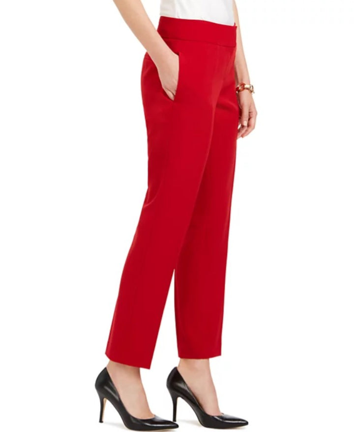 Kasper Women's Slim Straight-Leg Trousers Pants Fire Red Petite Size 2P