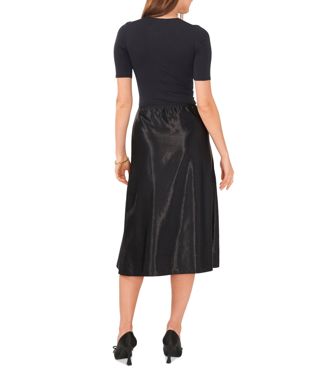 Vince Camuto Women's Textured Pull-On A-Line Midi Skirt Rich Black Size XS