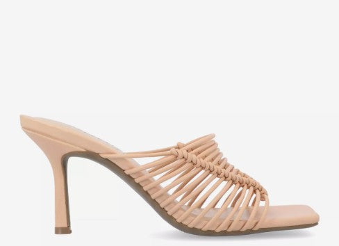 Journee Collection Women's Square Open Toe Saskia Sandal Nude Size 5.5