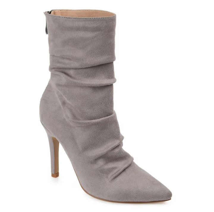 Journee Collection Women's Markie Rouched Stiletto Dress Booties Grey Size 7.5