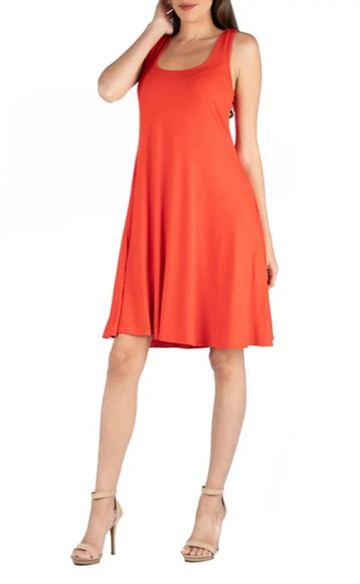 24Seven Comfort Apparel Women's Sleeveless A-Line Fit and Flare Skater Dress