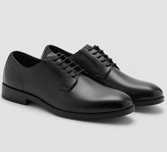 MNG Mango Men's Lace-Up Closure Leather Suit Shoes Black Size 10