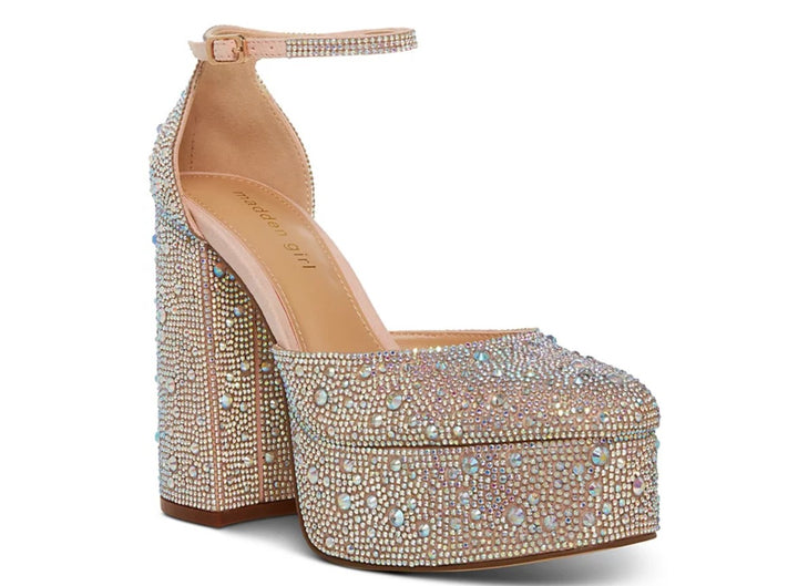 Madden Girl Women's Dion Rhinestone Two-Piece Platform Pumps Size 10