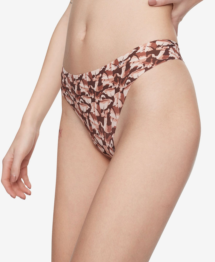Calvin Klein Women's Invisibles Thong Underwear Left Behind Printumber