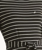 Nautica Jeans Women's Striped Tie-Waist Midi Dress Black White Size M