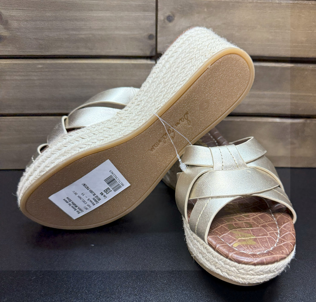 Sam Edelman Women's Wedge Platform Sandals Dev Beige Blush Gold Size 6