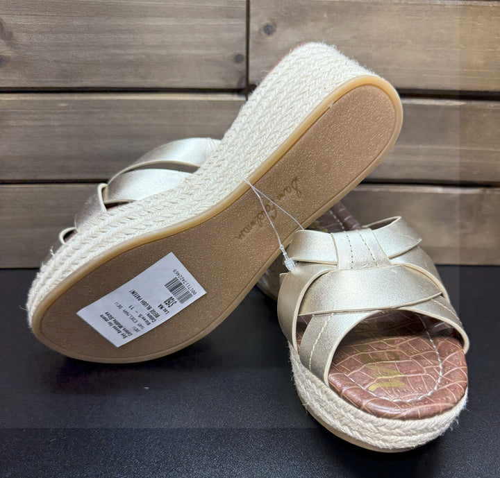 Sam Edelman Women's Wedge Platform Sandals Dev Beige Blush Gold Size 6