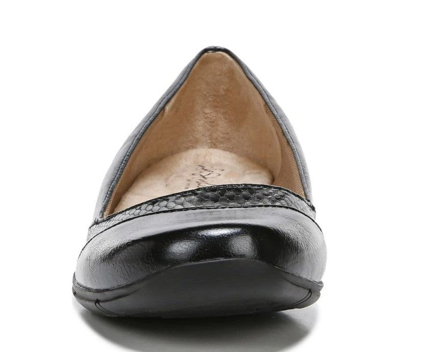 LifeStride Women's Deja Vu Comfort Insole Faux Leather Flats Shoes Black Size 9