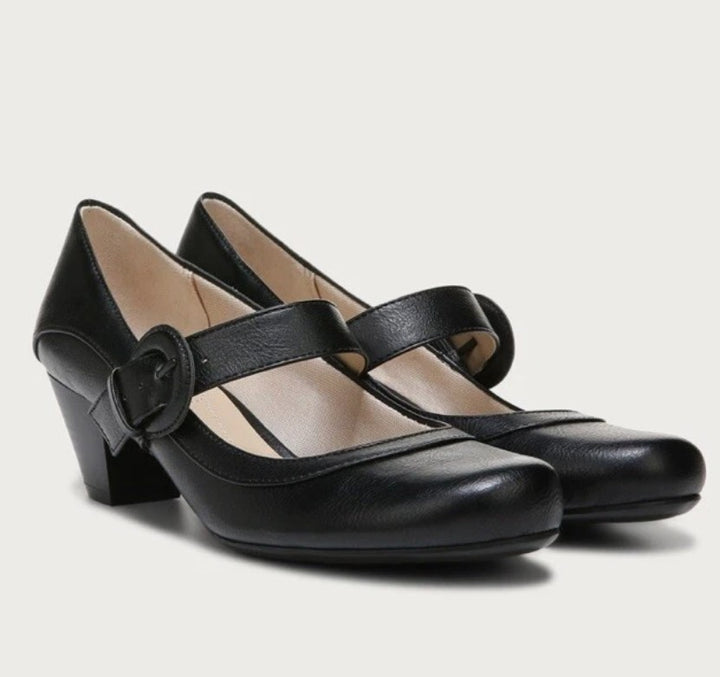 LifeStride Women's Rozz Mary Jane Pump Block Heels Black Size 7.5