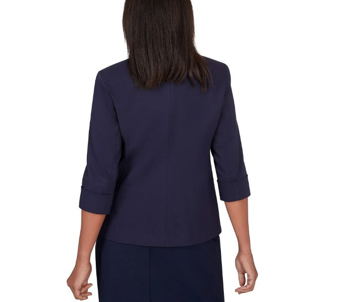 Alfred Dunner Women's featuring long sleeves Classic Fit Jacket Navy Size 14