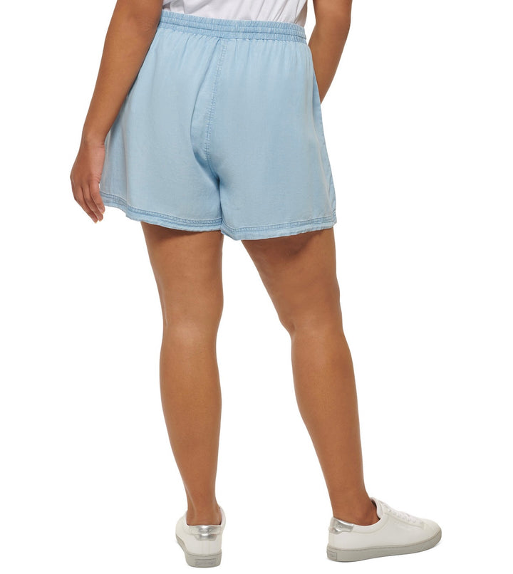 Calvin Klein Jeans Women's Trendy Drawstring Shorts Chambray Blue Plus Size 1X