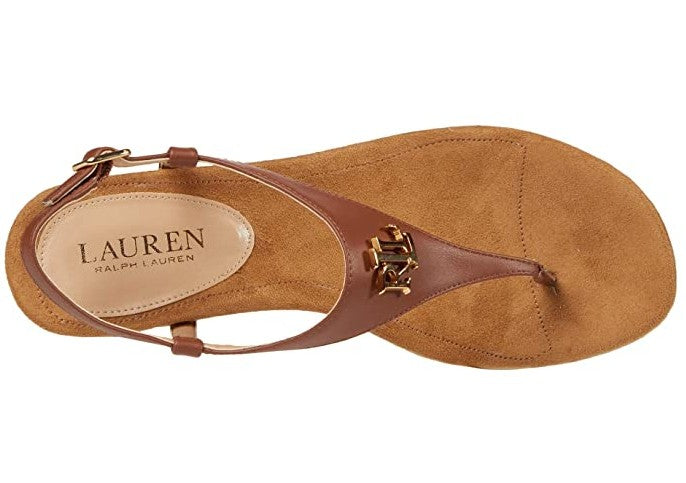 Lauren Ralph Lauren Women's Jeannie Wedge Sandals Tan Leather Size 10