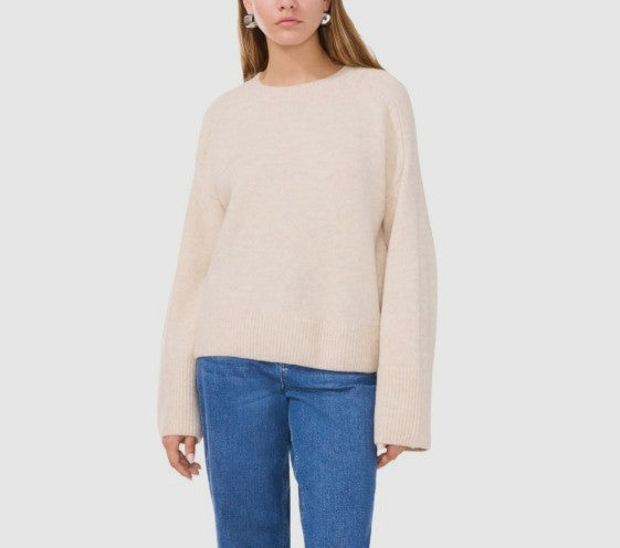 1.State Women's Crew Neck Raglan Wide-Sleeve Sweater Malted