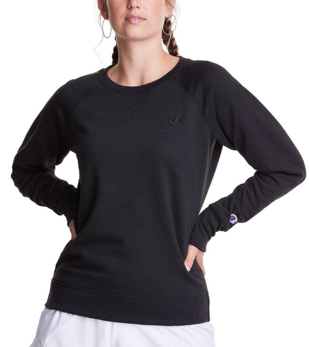 Champion Women's Crewneck Power Blend Boyfriend Sweatshirt Black