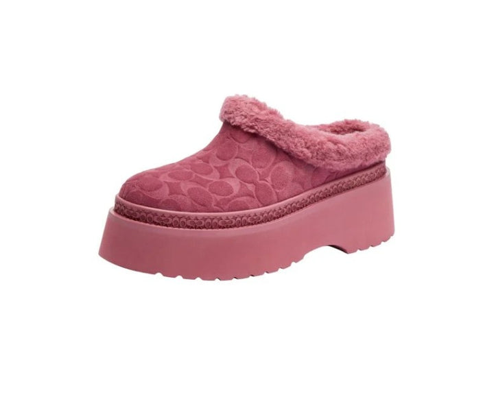COACH Women's Cecelia Signature Shearling Clogs Shoes Pink Size 7