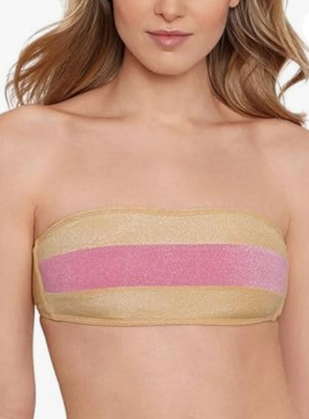 Salt + Cove Juniors' Pink Precious Metals Bandeau Swim Bikini Top Size M