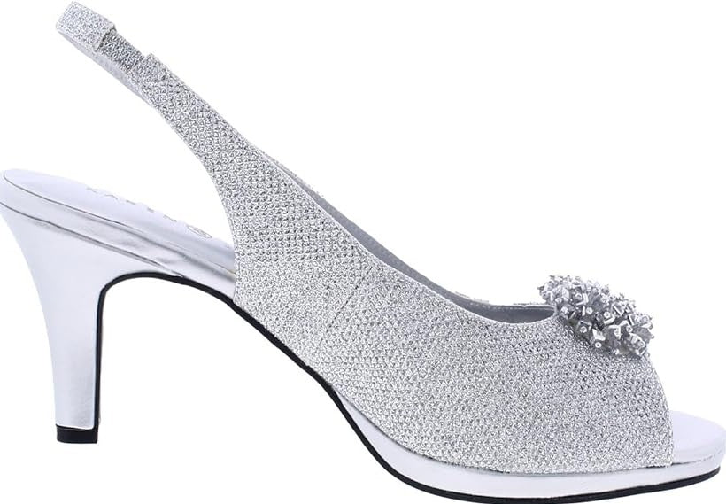 Karen Scott Women's Breena Slingback Peep-Toe Pumps Shoes Silver Size 6.5
