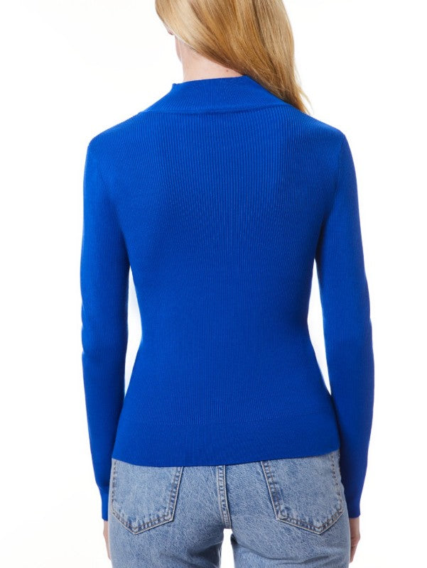 Melissa Paige Women's Ribbed Mock-Neck Sweater Angelfish Blues Size S