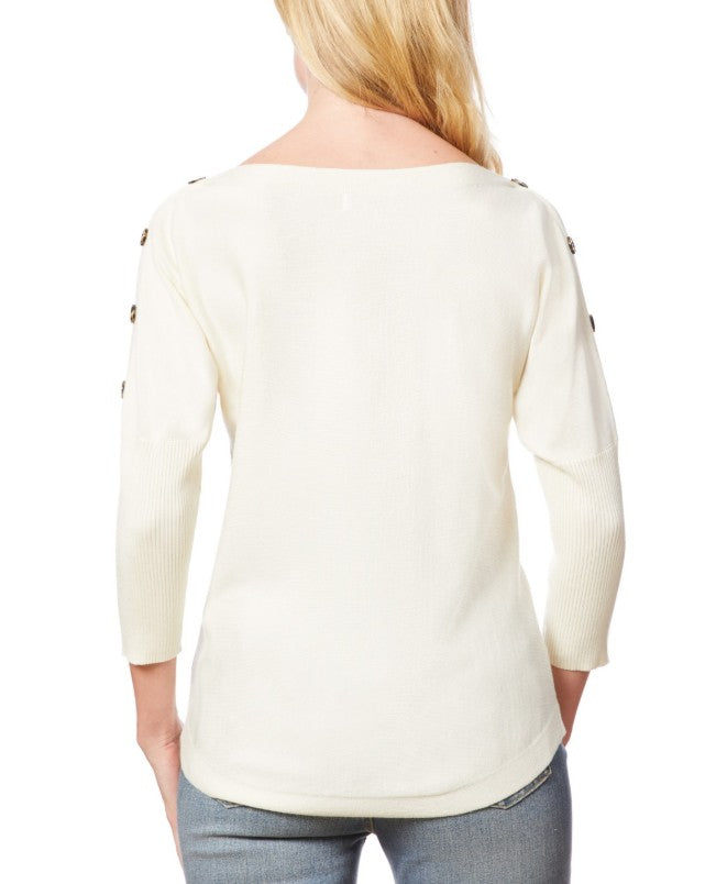 Melissa Paige Women's Dolman-Sleeve Buttoned-Sleeve Sweater Papyrus Size XL