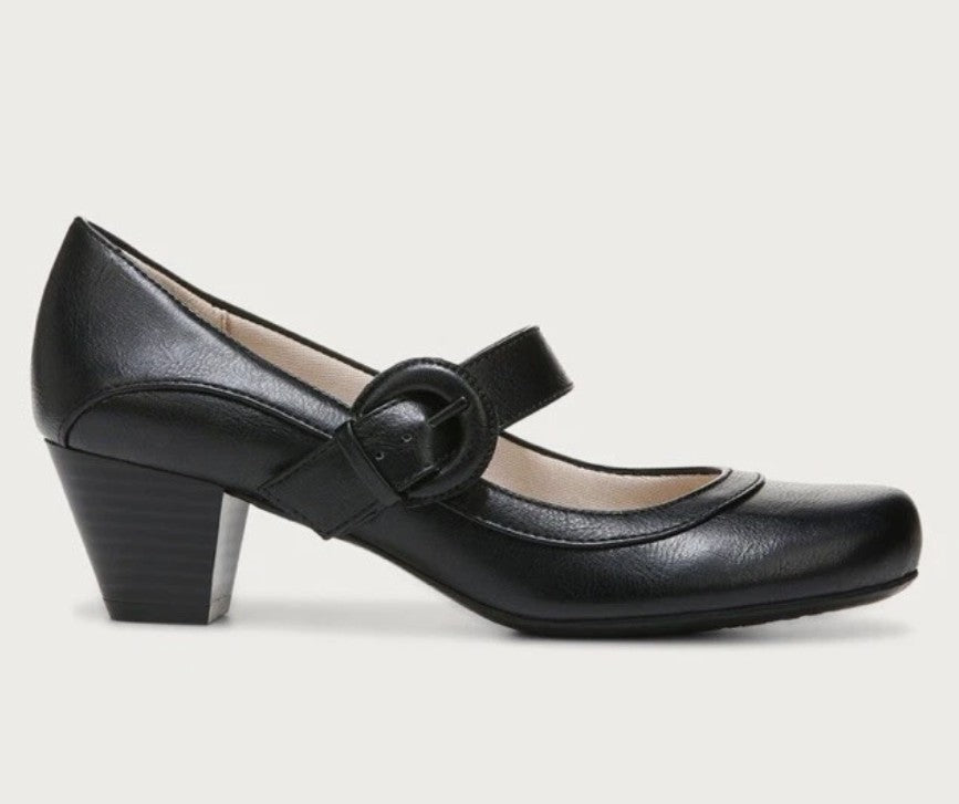 LifeStride Women's Rozz Mary Jane Pump Block Heels Black Size 7.5