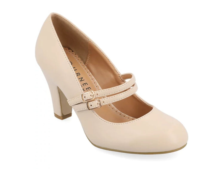 Journee Collection Women's Windy Double Strap Mary Jane Pumps Nude Size 7.5