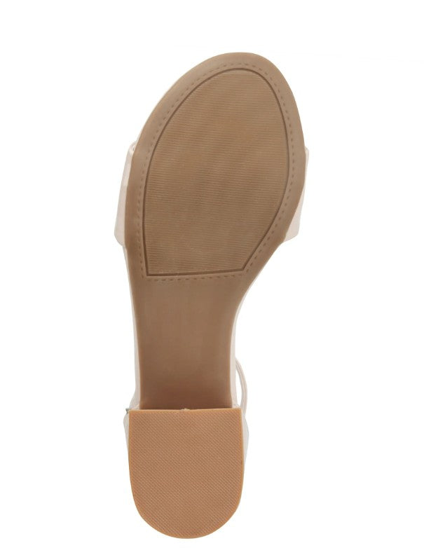Sugar Women's Noelle Low Block Heel Sandals Nude Patent Size 6M