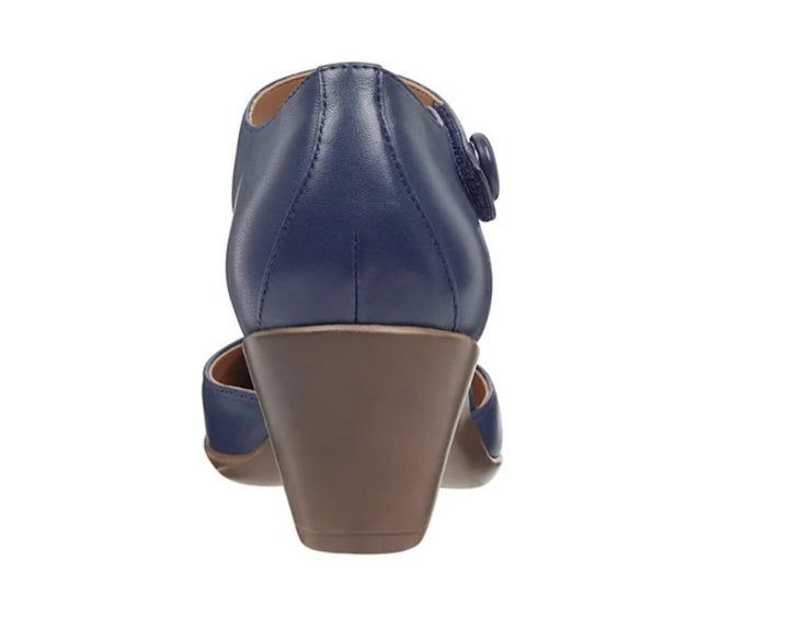 Easy Spirit Women's Clarice Mary Jane Block Heel Pumps Dark Blue Leather Size 6