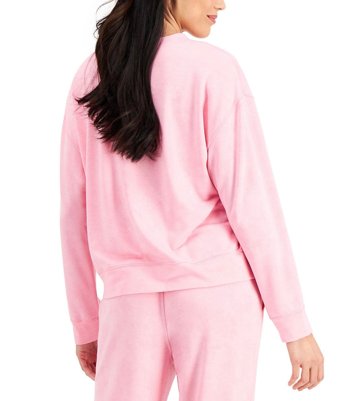 Jenni Women's Super Soft Crewneck Pajama Top Pink Tie Dye Wash