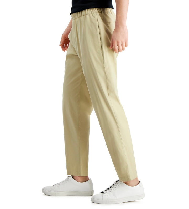 Alfani Men's Elastic Waist Pockets Twill Pants Pale Khaki Size XL