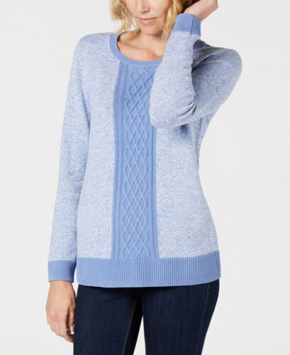 Women's Petites Ombre Colorblock Cobble Crewneck Sweater