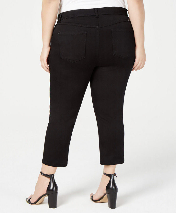 Inc Women's INCFinity Cropped Skinny Jeans Black Pockets Stretch Plus Size 24W
