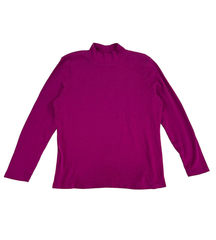 Karen Scott Women's Long Sleeve High Neck Sweatshirt Pink Size L