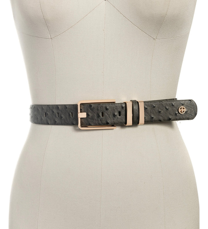 Giani Bernini Women's Polyurethane Elongated-Buckle Belt Grey Size M