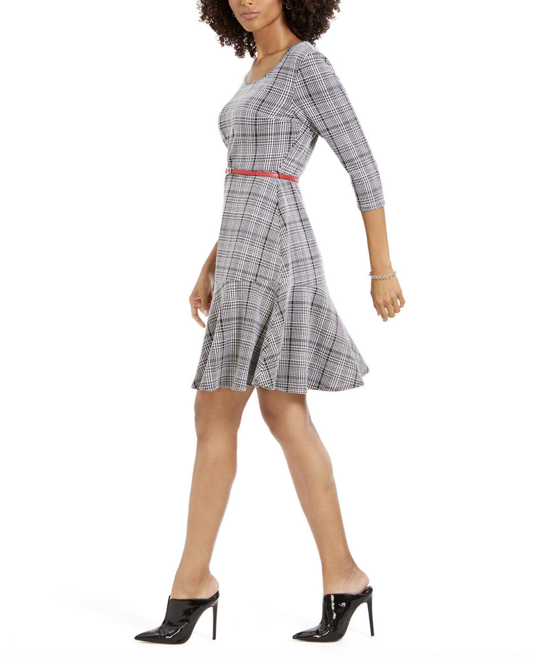 NY Collection Women's Petite Plaid Fit & Flare Dress