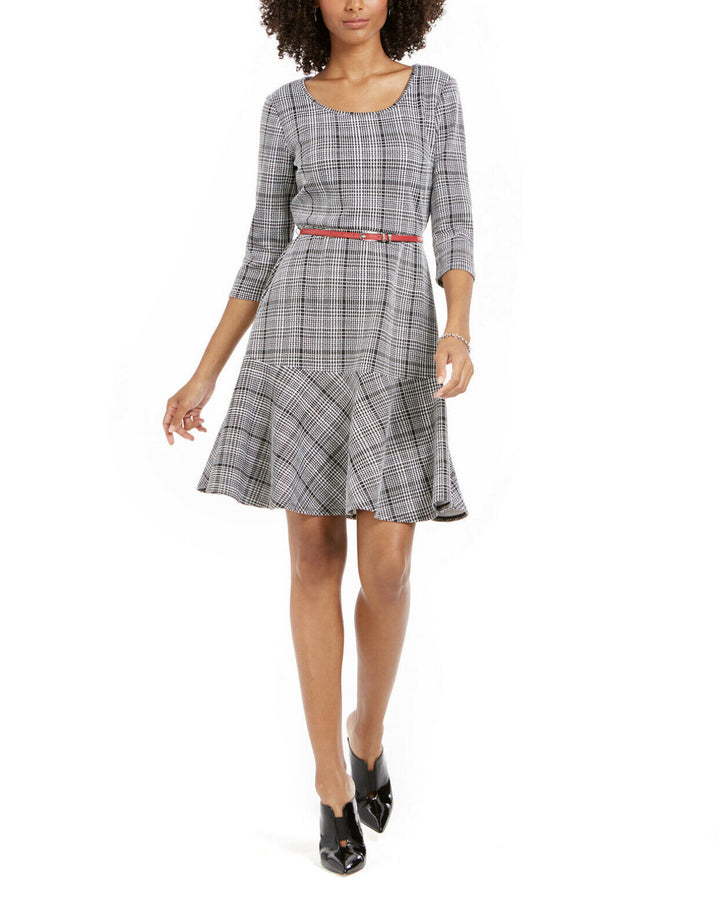 NY Collection Women's Petite Plaid Fit & Flare Dress