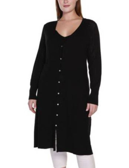 Belldini Women's Black Label Pointelle Duster Cardigan Sweater Size XL