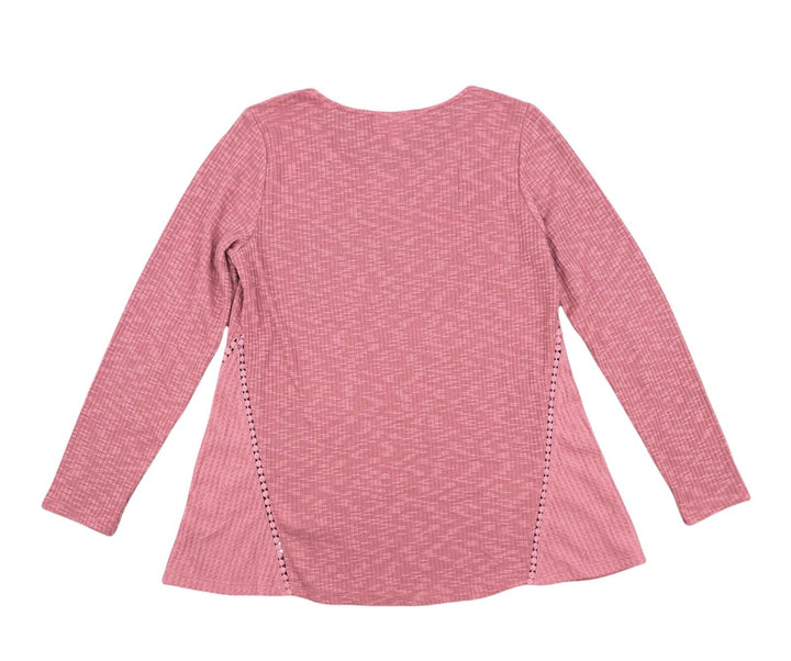 Women's Pullover Top Round Neck Pink Long Sleeve