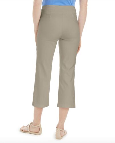 Women's Crop Pants Pockets Elastic Waist