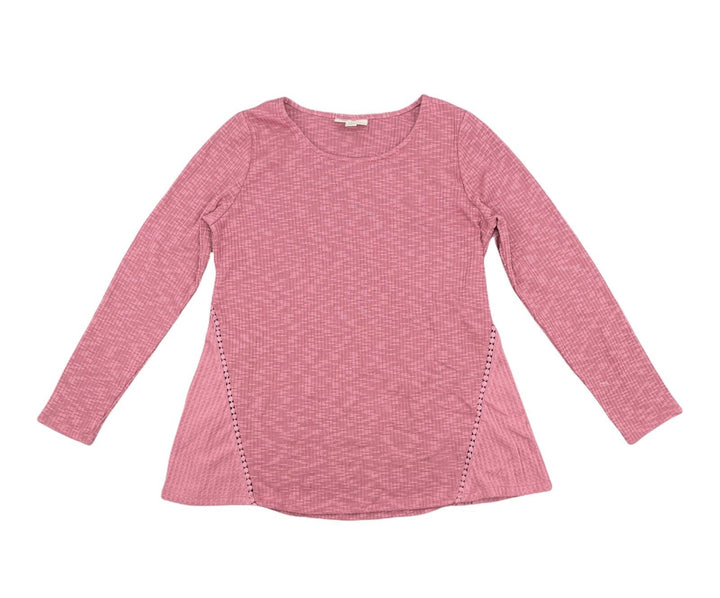 Women's Pullover Top Round Neck Pink Long Sleeve