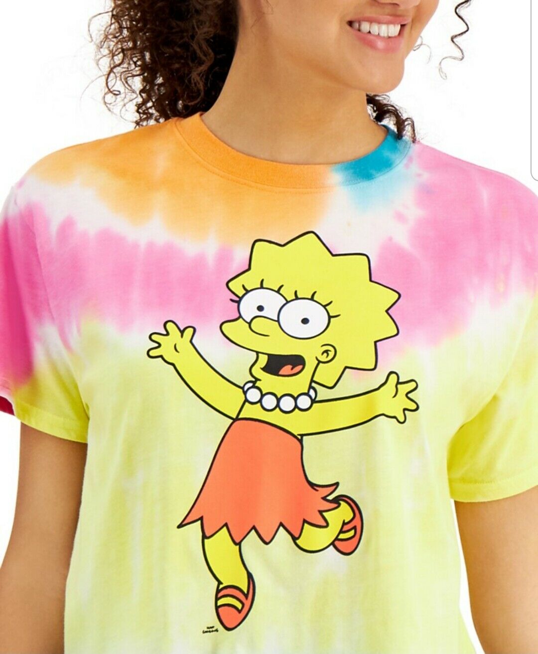 Juniors' Tie Dye Lisa Simpson T-Shirt Short Sleeve Top