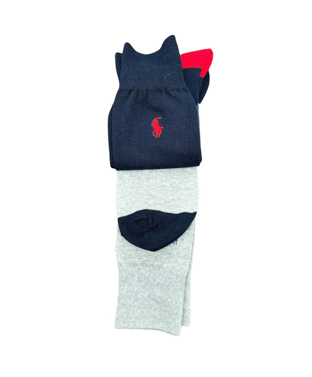 Polo Ralph Lauren Men's Socks Polo Bear Dress Flag Grey Navy 2 Pairs