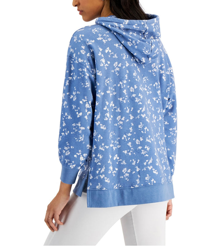 Style & Co. Women's Printed Hoodie Blue Dots Size M