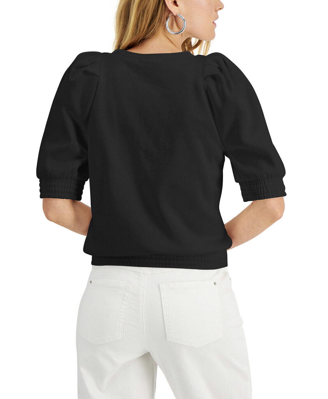 Inc International Concepts Women's Puff-Sleeve Crewneck Top