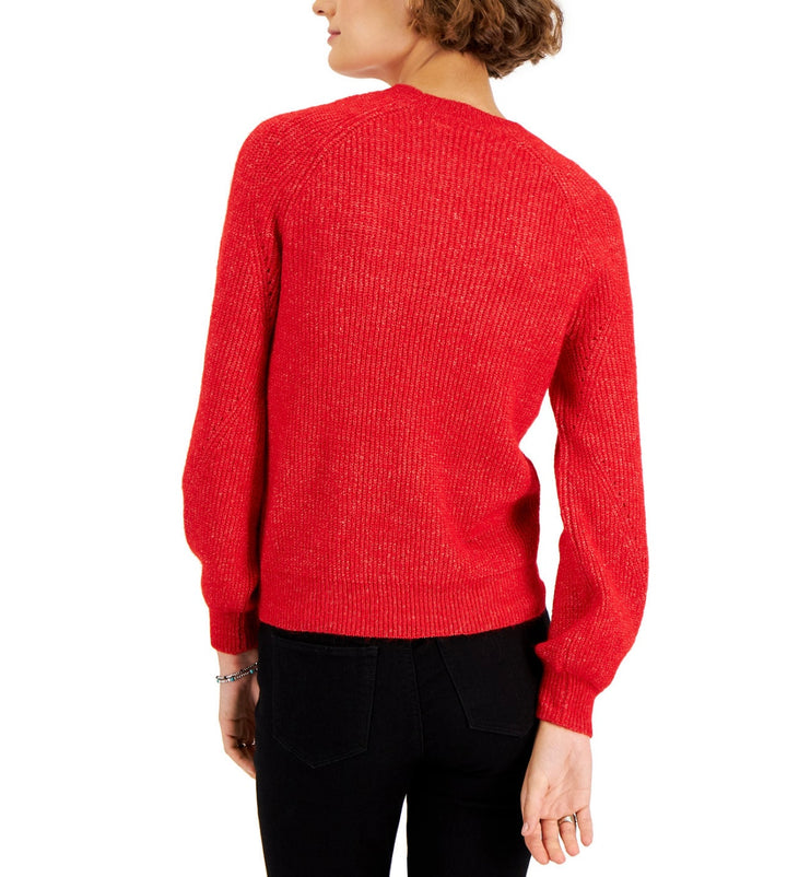 Style & Co. Women's Long Sleeve Ribbed Crewneck Sweater Fire Size S