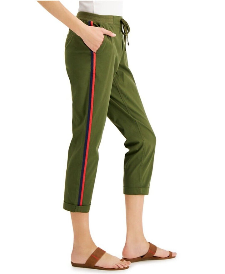 Women's Twill Stripe Roll-Cuff Pull-on Pants