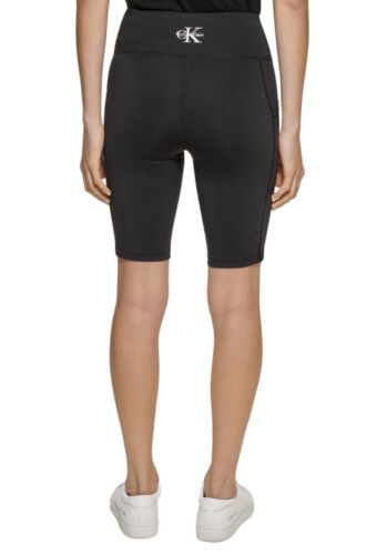 Calvin Klein Women's Bike Short High Rise Fashion Black Logo Mid compression