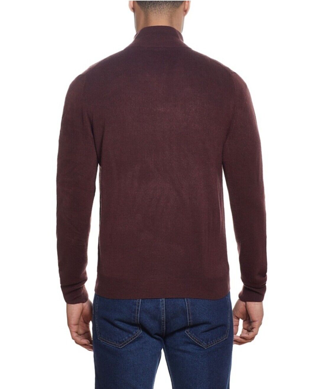 Men's Soft Touch Waffle Sweater Oxblood Zip Long Sleeve